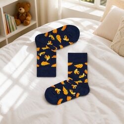 Toddler Dark Banana Pattern Socks - Combed Cotton Quality