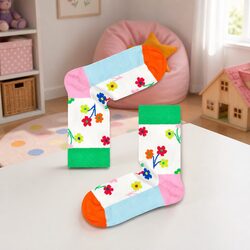 Durable Kids Flower Socks for Ages 2-3 with Reinforced Heel
