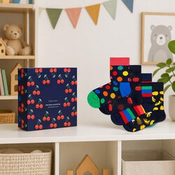 Classic Cherry Print Kids Socks 4-Pack Size 2-3 Years