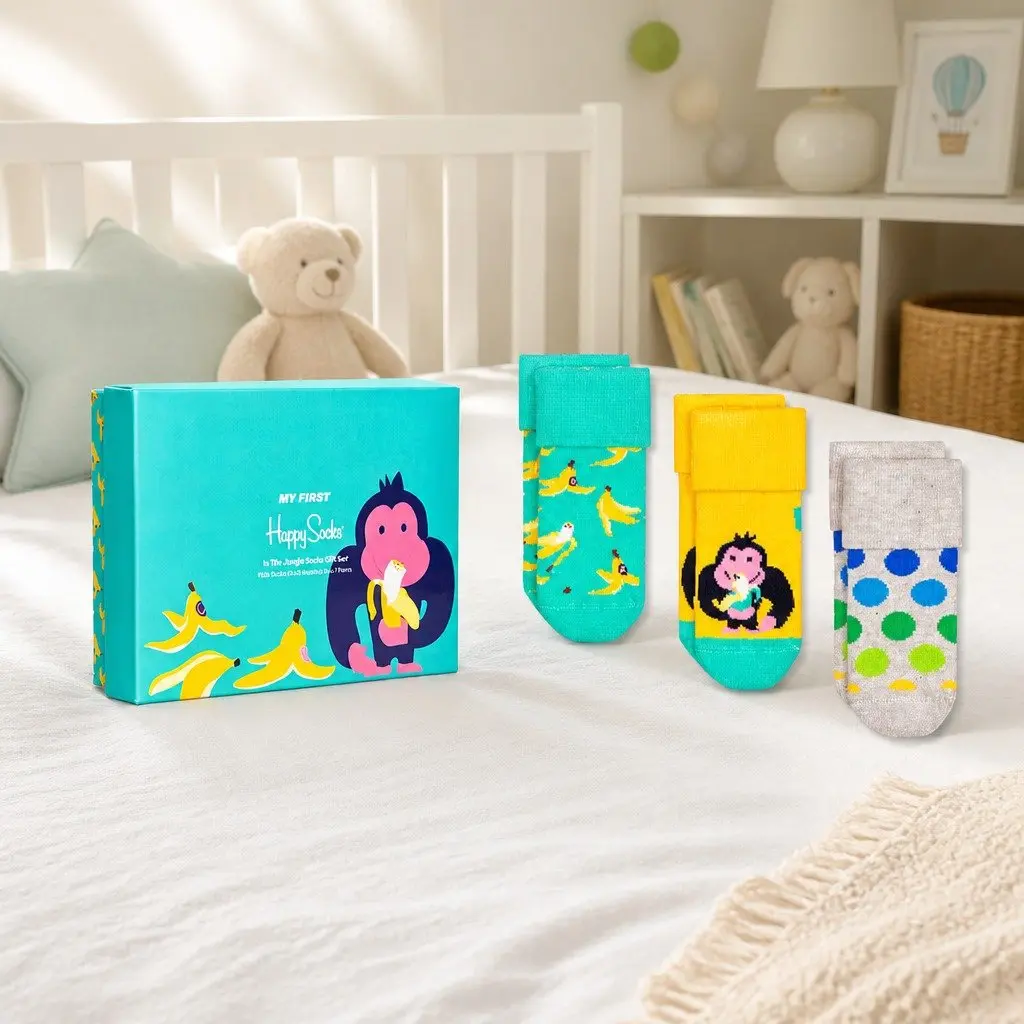 Jungle Print Foldable Cuff Baby Socks for Newborns