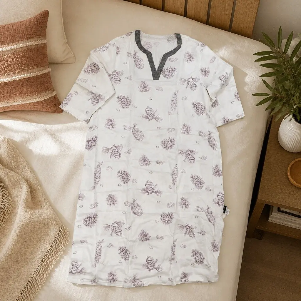 Loungewear Dress Bamboo Blend XS Pinecone Space Celestial Print Flowy