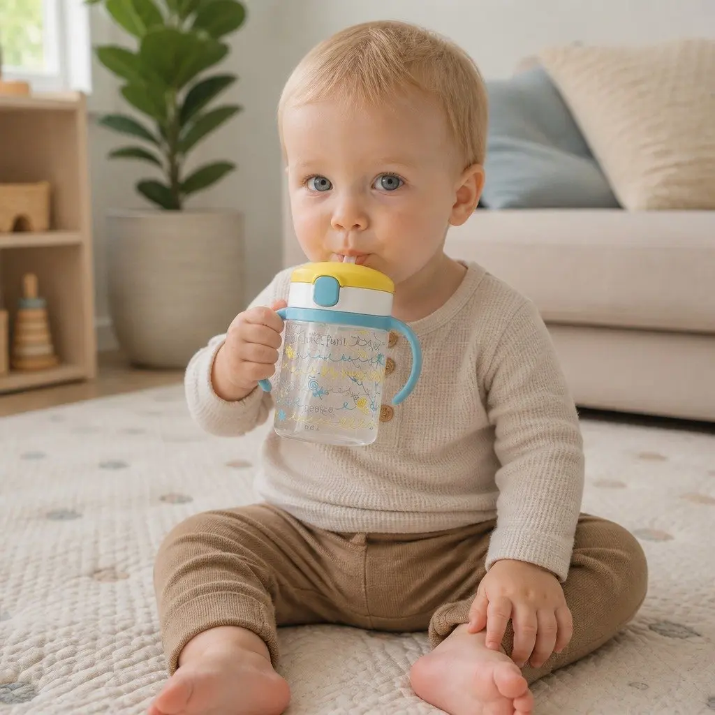 Kids Straw Bottle Mug PP 200ml Portable Toddler Drinking Cup