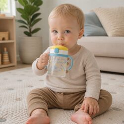 Durable Kids Straw Bottle Mug 200ml with Removable Handles