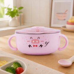 Durable Stainless Steel Kids Bowl 370ml in Pink