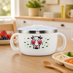 Durable Kids Stainless Steel Bowl 480ml White Safe Design