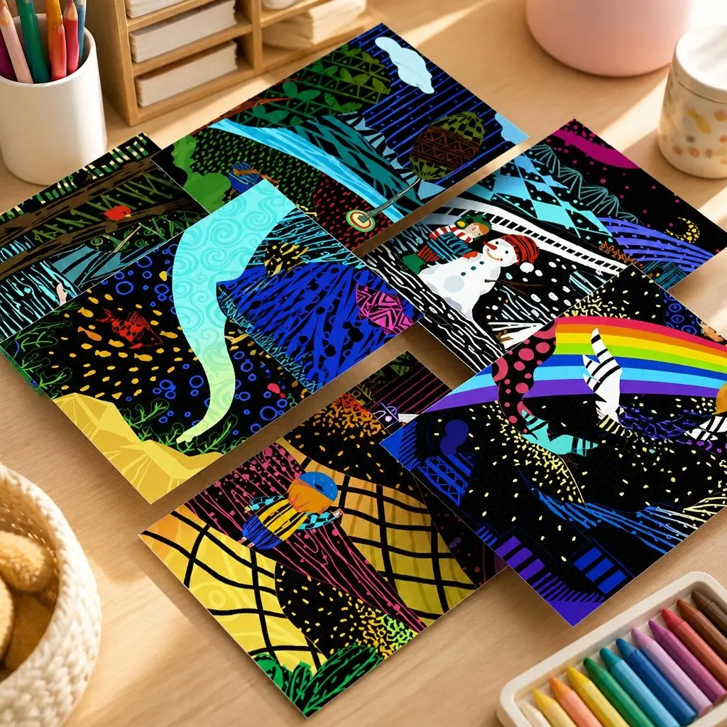 Kids Scratch Art Set with 3 Themes