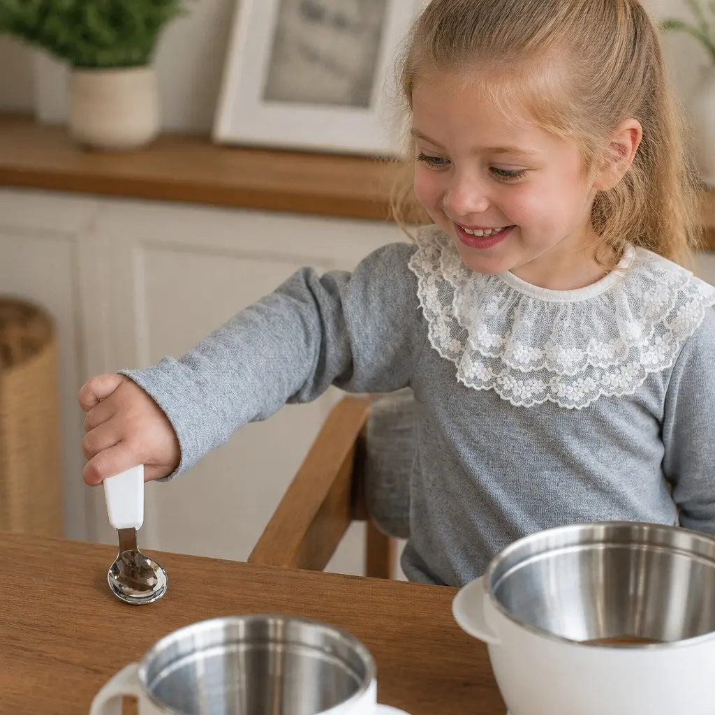 Kids Feeding Set Stainless Steel Bowl Spoon Training Utensil Blue