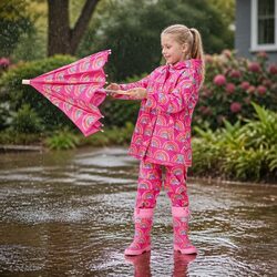 Durable Waterproof Kids Rain Boots with Sherpa Lining Size 8
