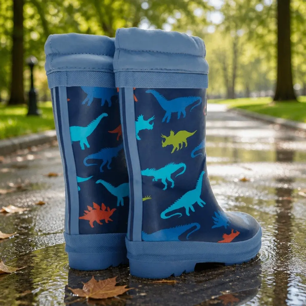 Waterproof Kids Rain Boots with Sherpa Lining Size 8