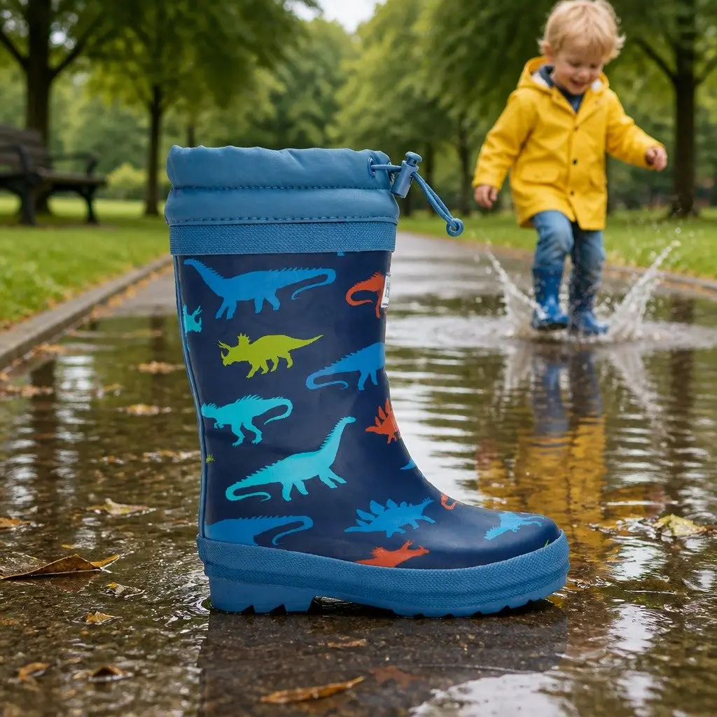 Waterproof Kids Rain Boots with Sherpa Lining Size 8