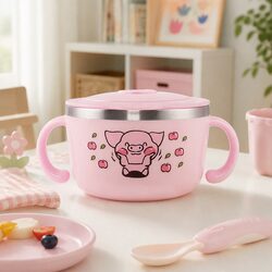 Stainless Steel Kids Bowl 480ml in Pink - Durable & Safe