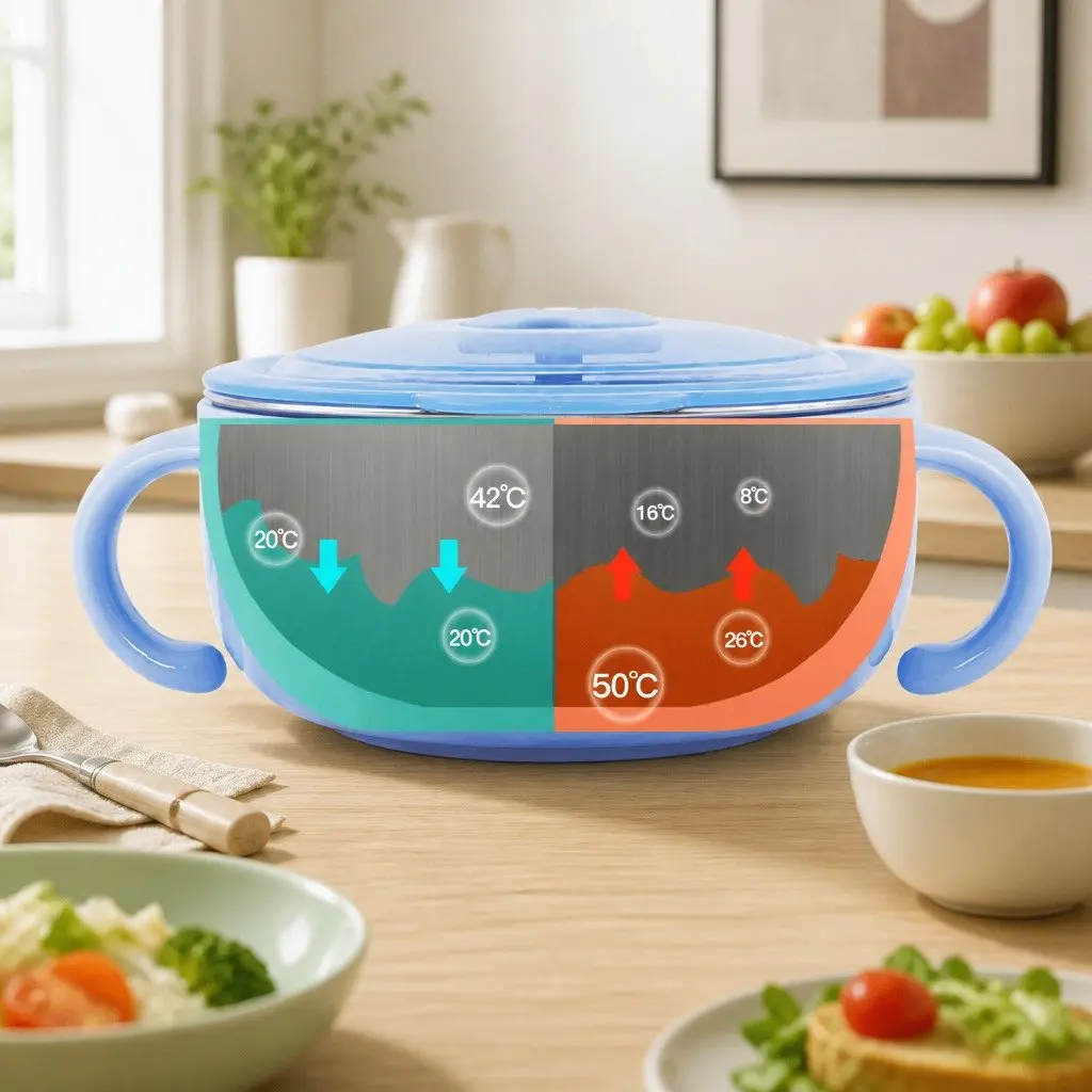 Kids Stainless Steel Bowl 480ml Pink Durable Shatterproof Child Safe Mealtime