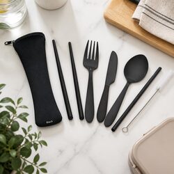 Premium 7-Piece Stainless Steel Cutlery Set with Pouch