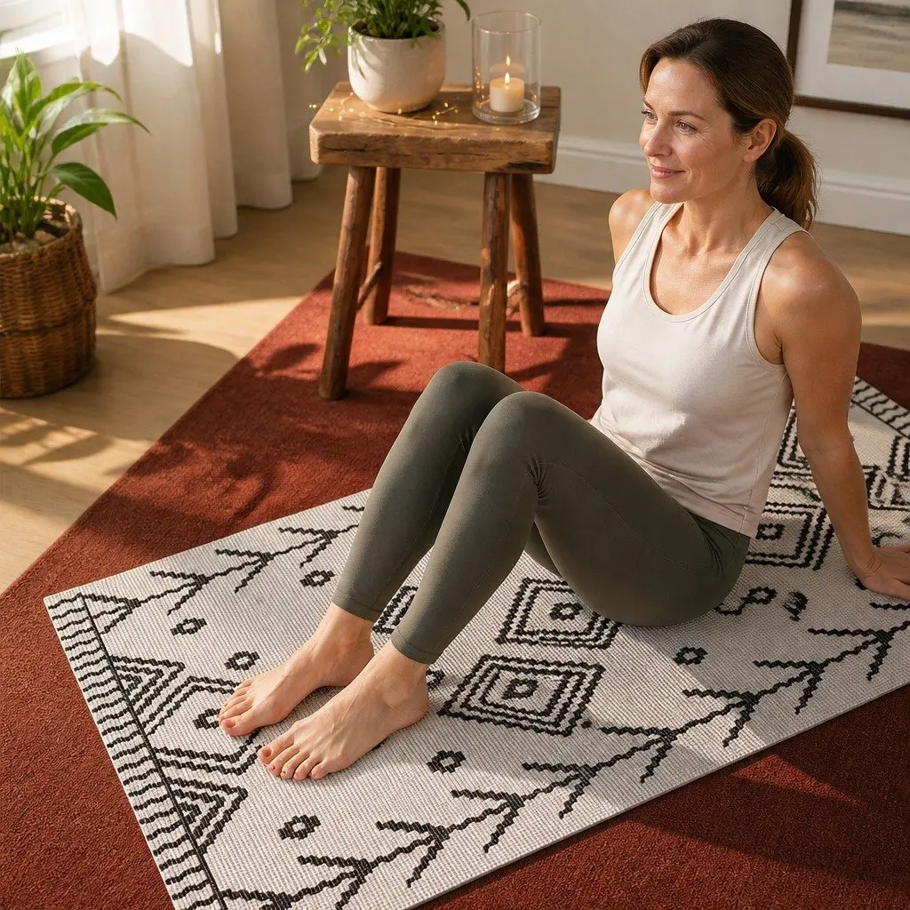 Yoga Mat PVC 60 x 173 cm Berber Pattern Thick Lightweight Portable Fitness Exercise Cushion