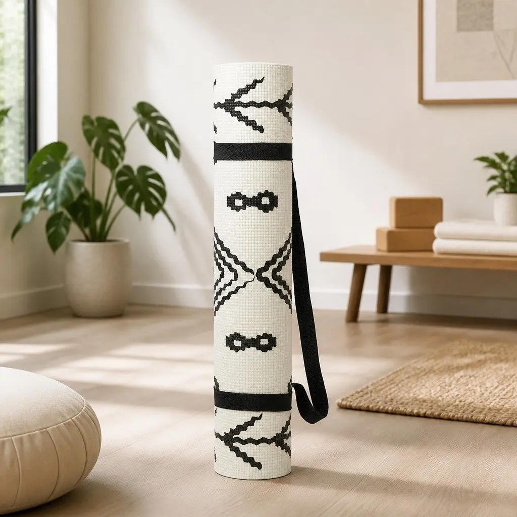 Yoga Mat PVC 60 x 173 cm Berber Pattern Thick Lightweight Portable Fitness Exercise Cushion
