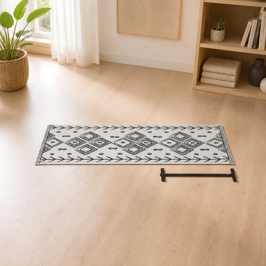 Yoga Mat PVC 60 x 173 cm Berber Pattern Thick Lightweight Portable Fitness Exercise Cushion