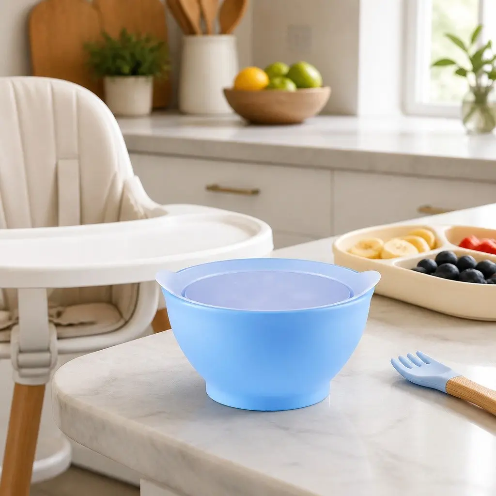 Kids Spill-Proof Anti-Slip Bowl Stage 1 Feeding Toddler Infant Self-Feed Pink