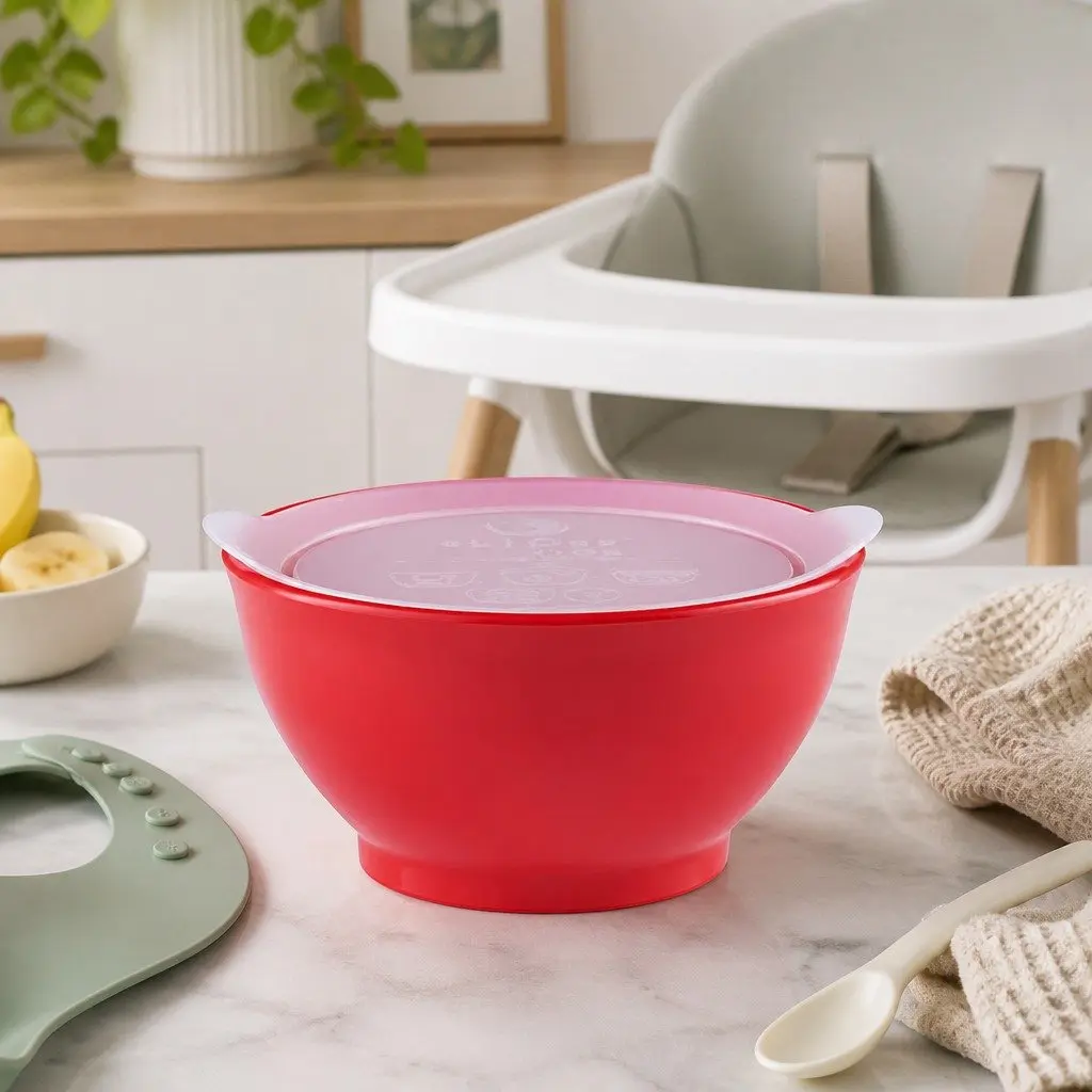 Kids Spill-Proof Anti-Slip Bowl Stage 1 Feeding Toddler Infant Self-Feed Pink