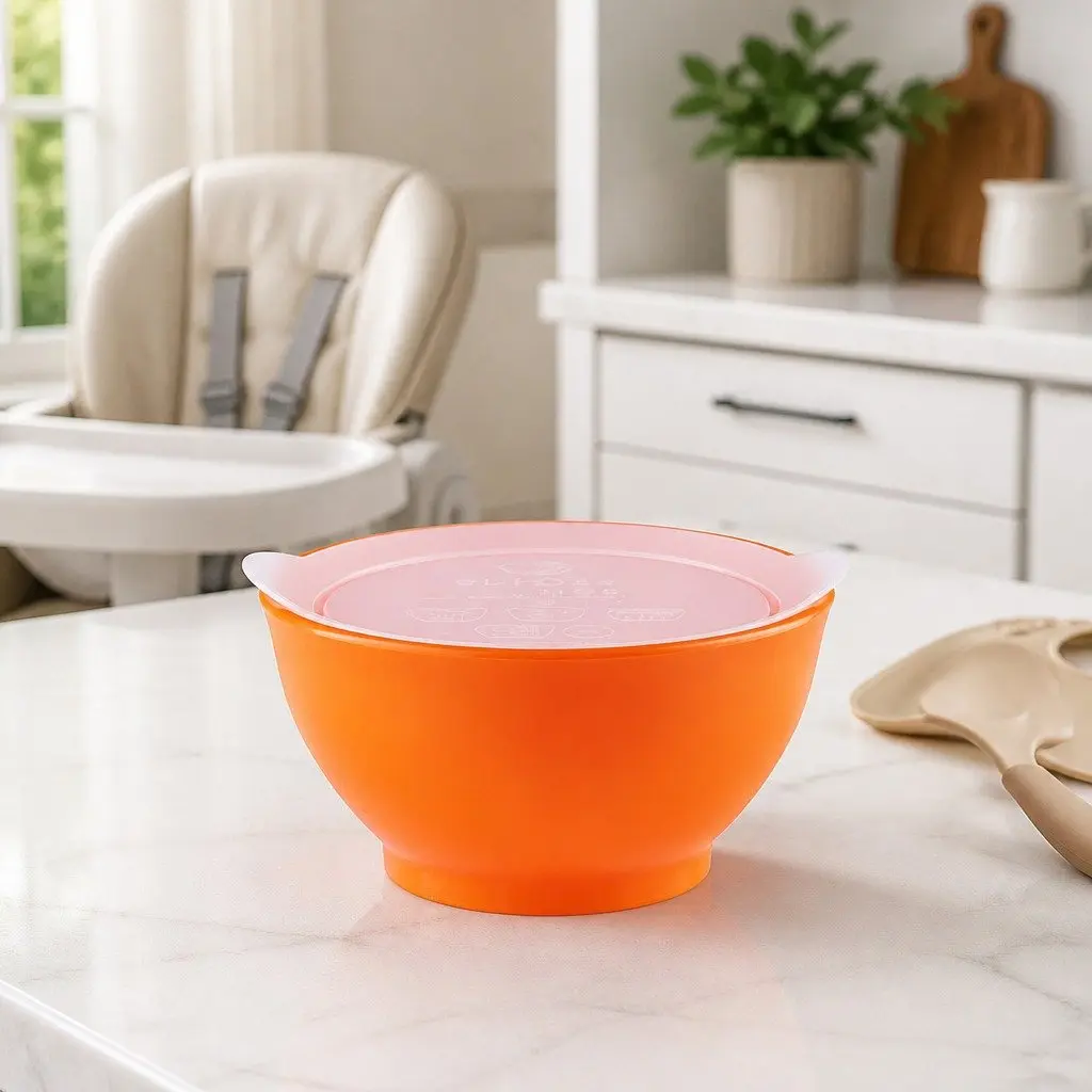 Kids Spill-Proof Anti-Slip Bowl Stage 1 Feeding Toddler Infant Self-Feed Pink