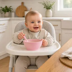 Stage 1 8oz Twin Pack Pink Spill-Proof Bowls with Lid