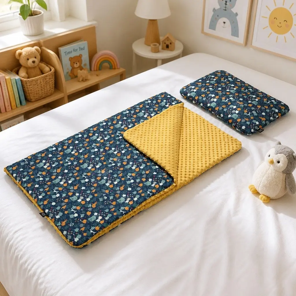 Kids Poncho Pillow Set Cotton Double Sided Cape Nap Blanket Kindergarten Gift