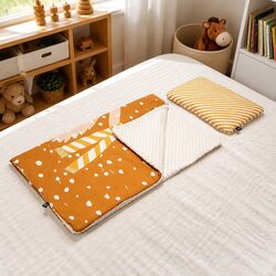 Kids Poncho Pillow Set Soft Cotton Double-Sided Cape Nap Blanket Gift 110x140cm