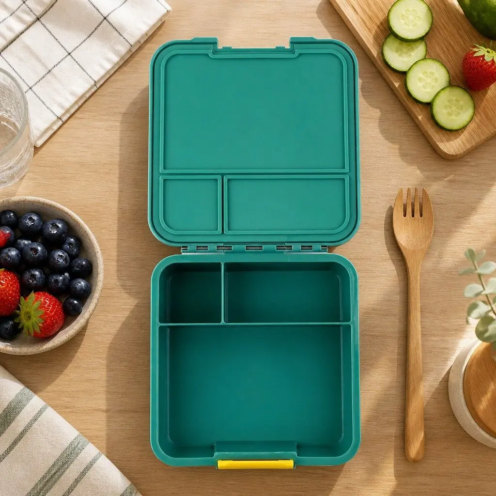Bento Three Kids Lunch Box Leakproof Compartments Sandwich Wrap Salad Storage