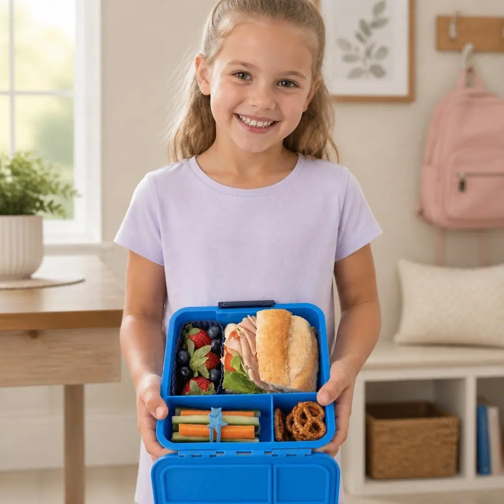 Bento Three Kids Lunch Box Leakproof Three Compartment Food Container School