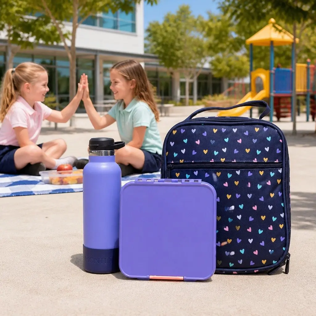 Bento Three Lunch Box for Kids Grape Compartment Leakproof Airtight Container
