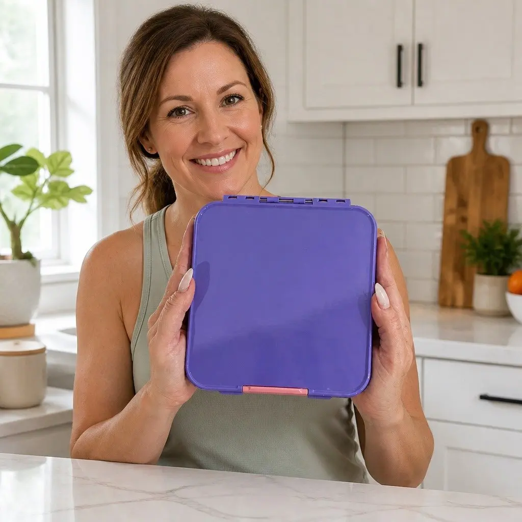 Bento Three Lunch Box for Kids Grape Compartment Leakproof Airtight Container