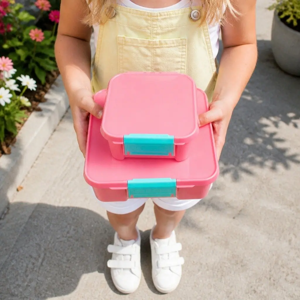 Leakproof Bento Three Kids Lunch Box with Large Compartments