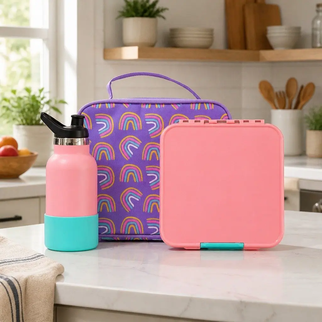 Leakproof Bento Three Kids Lunch Box with Large Compartments