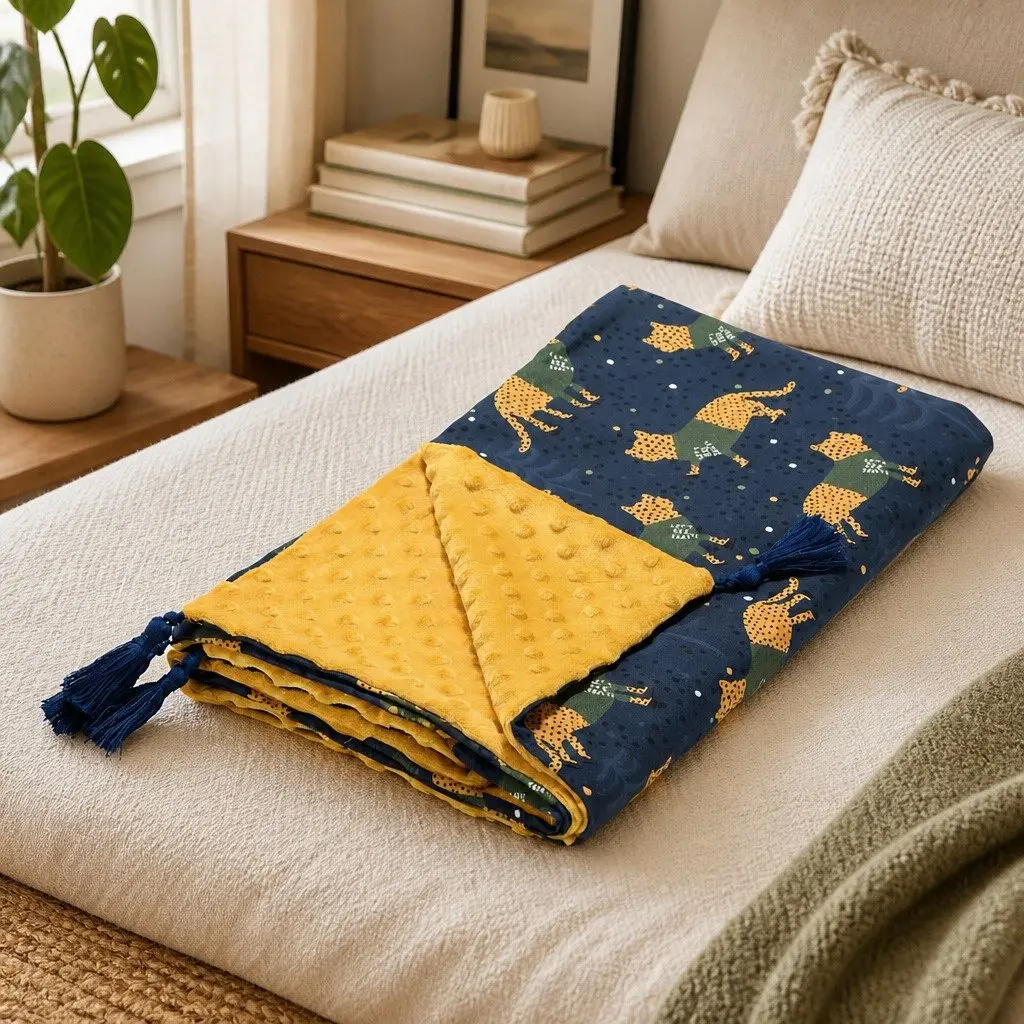 Light Blanket for Kids Soft Cotton Minky Fleece Baby Nap Bedding 110x140cm