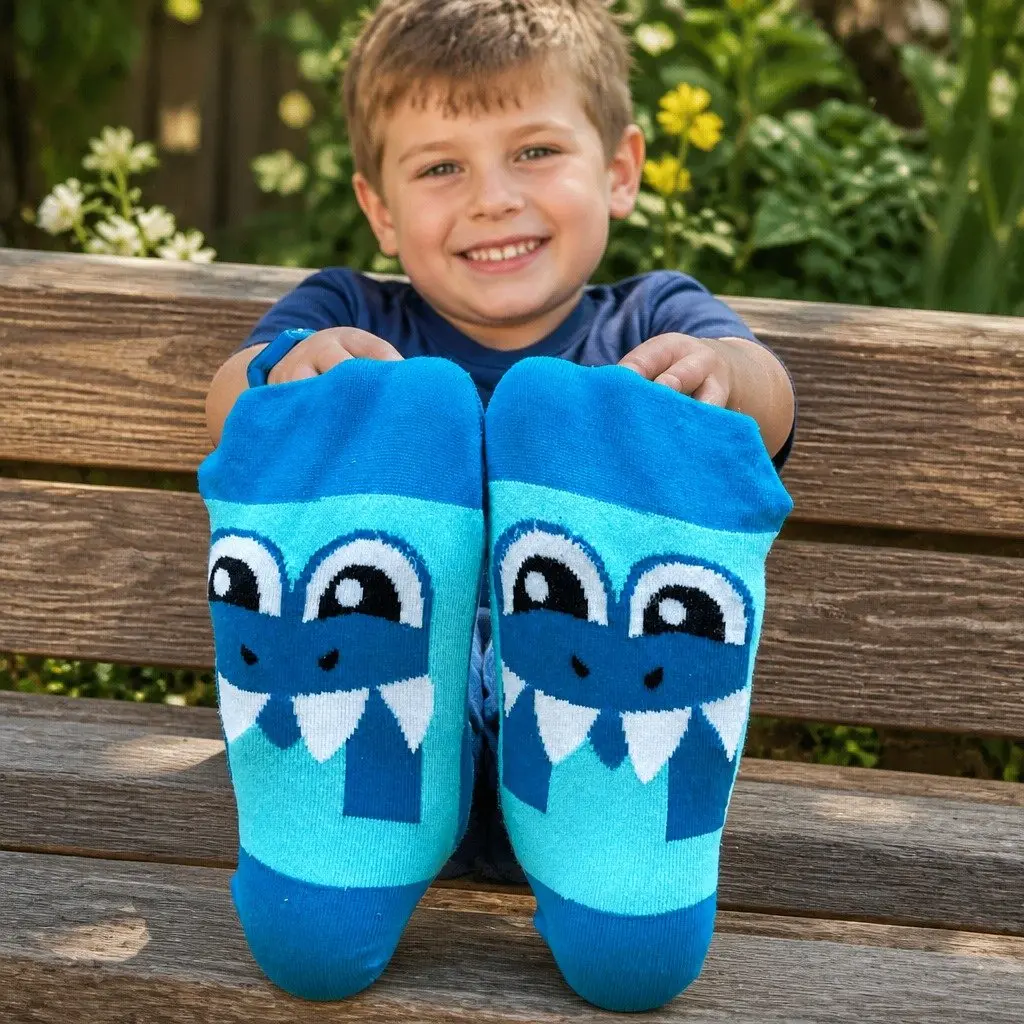Kids Shark Socks Plush Toddler 3-5 Unisex Novelty with Spikes Fins