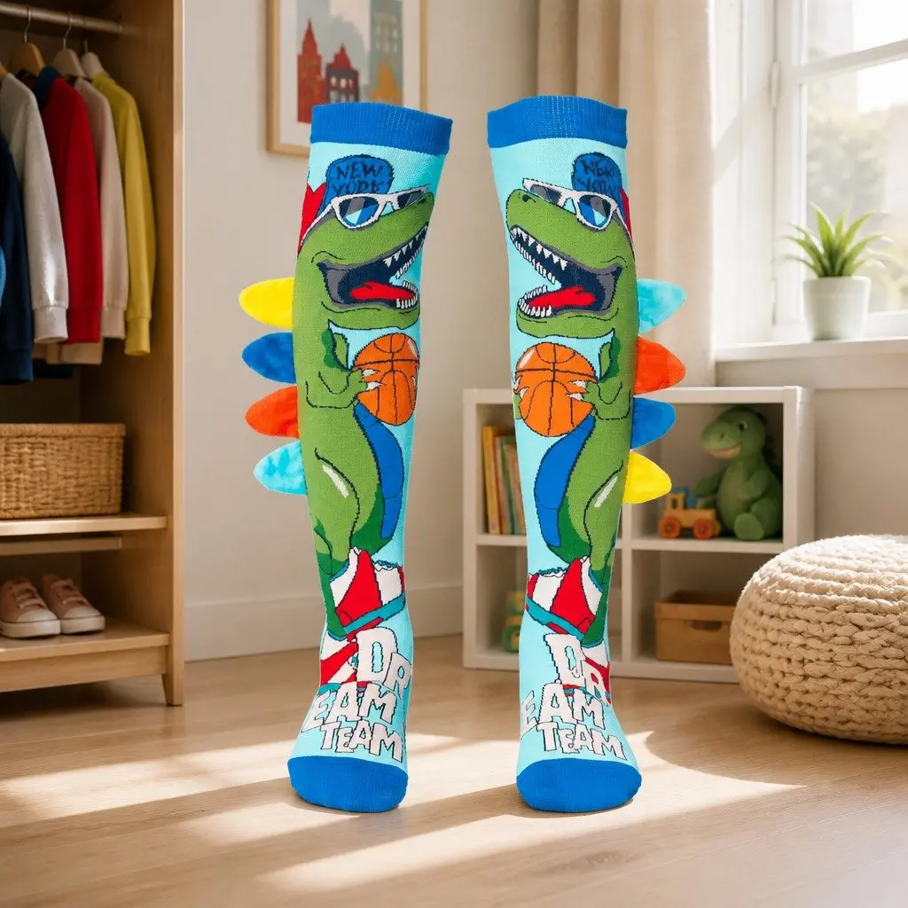 Dinosaur Socks Plush Spikes One Size Fits Most Novelty