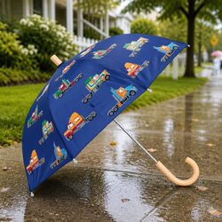 Big Rigs Kids Umbrella with Wooden Handle - Colour Change