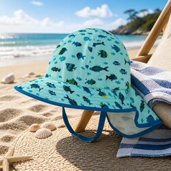 Infant Sun Hat UPF50+ Baby Sun Protection Crushable Packable Neck Cape 6-12mth