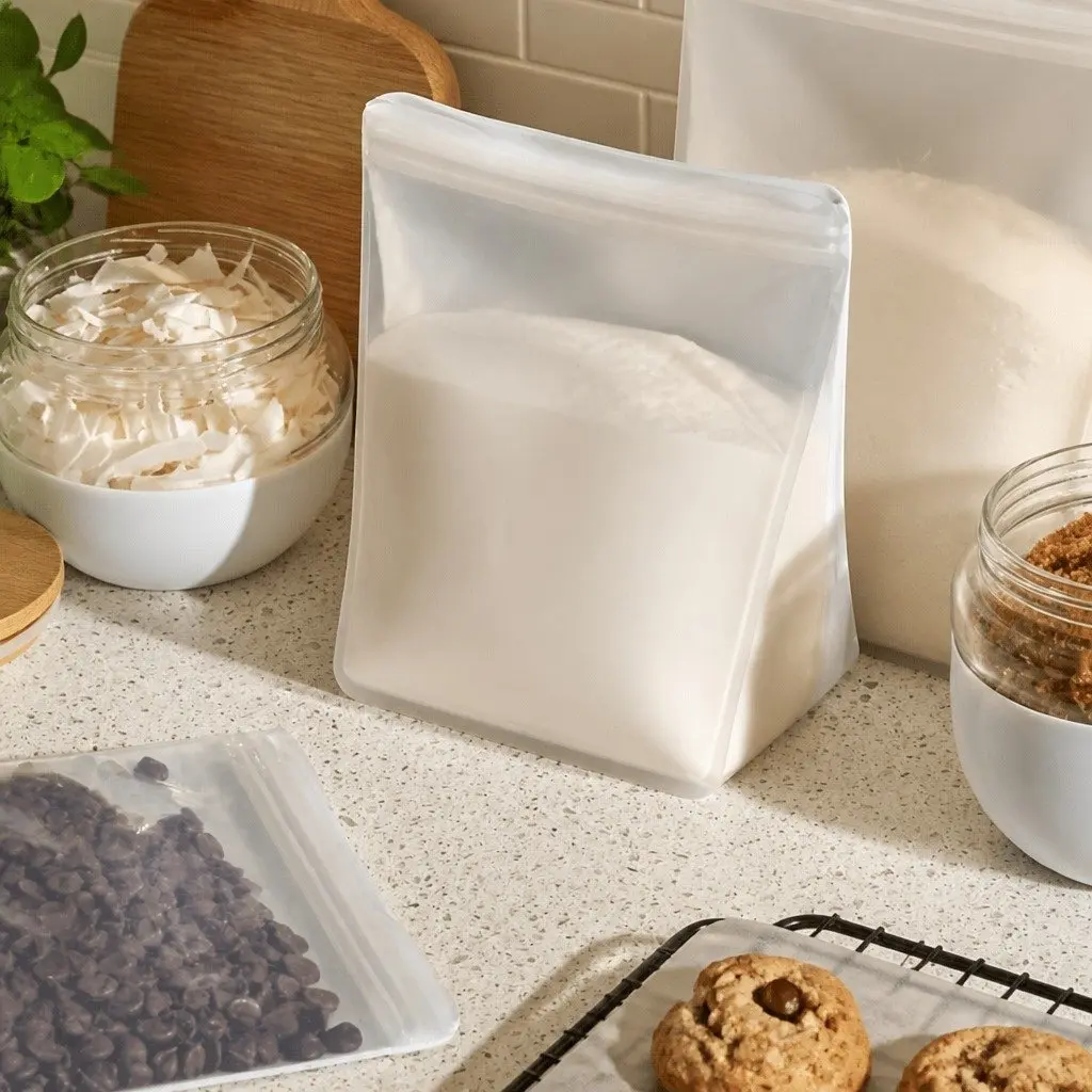 Reusable Silicone Food Storage Bag 1.5L Kitchen Freezer Fridge Two-tone