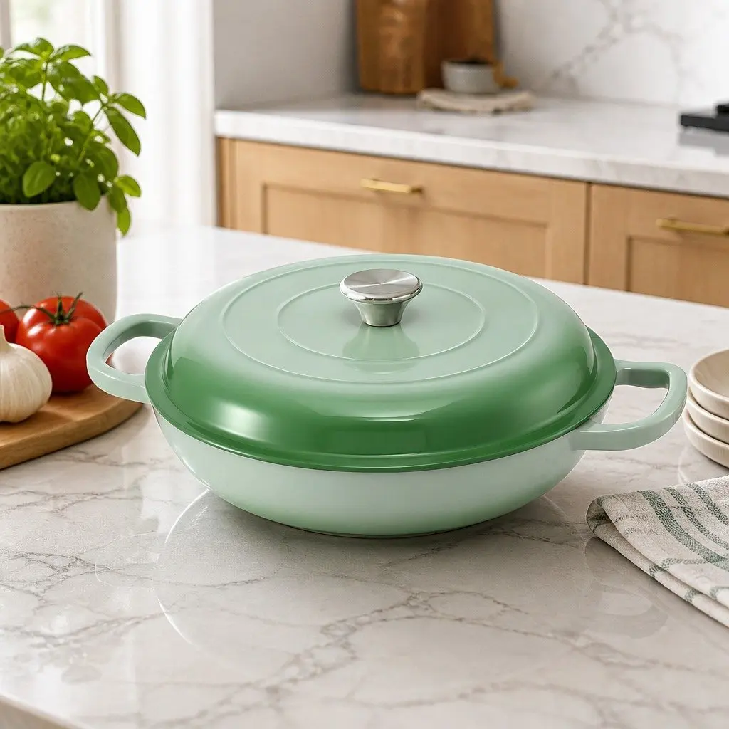 Enameled Cast Iron Dutch Oven 3.3L Green Lid