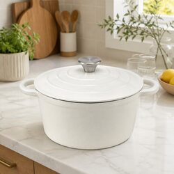 Premium Enameled Cast Iron Dutch Oven 3.8L - White