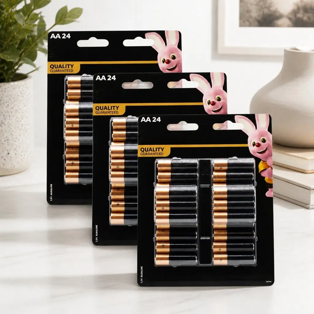 AA Alkaline Batteries 24 Pack Long Lasting Power Household High Drain