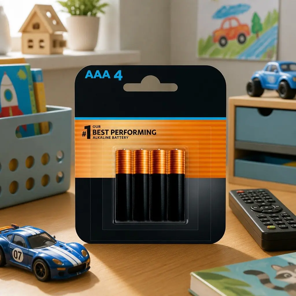 High-Performance AAA Alkaline Batteries 4 Pack 1.5V