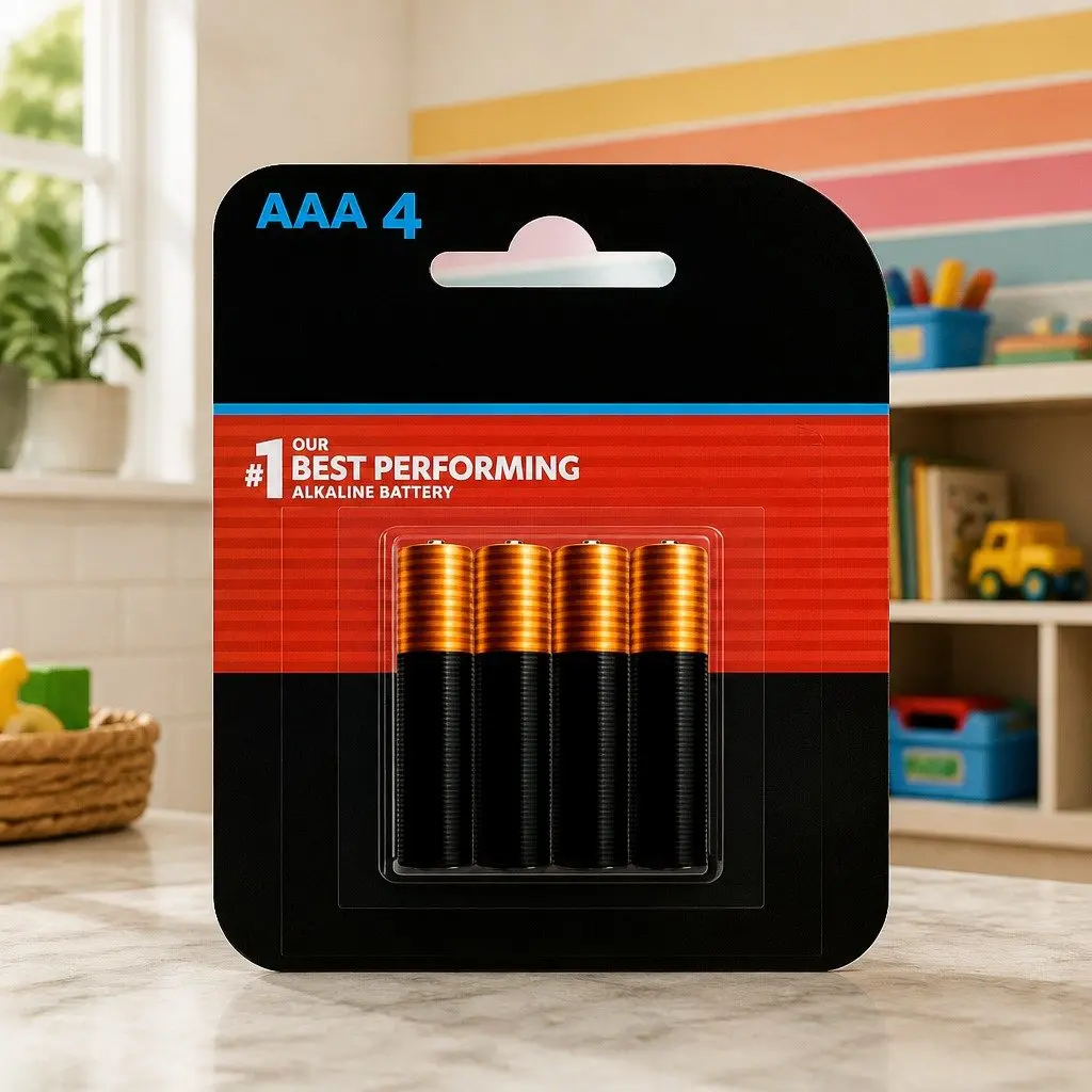 High-Performance AAA Alkaline Batteries 4 Pack 1.5V