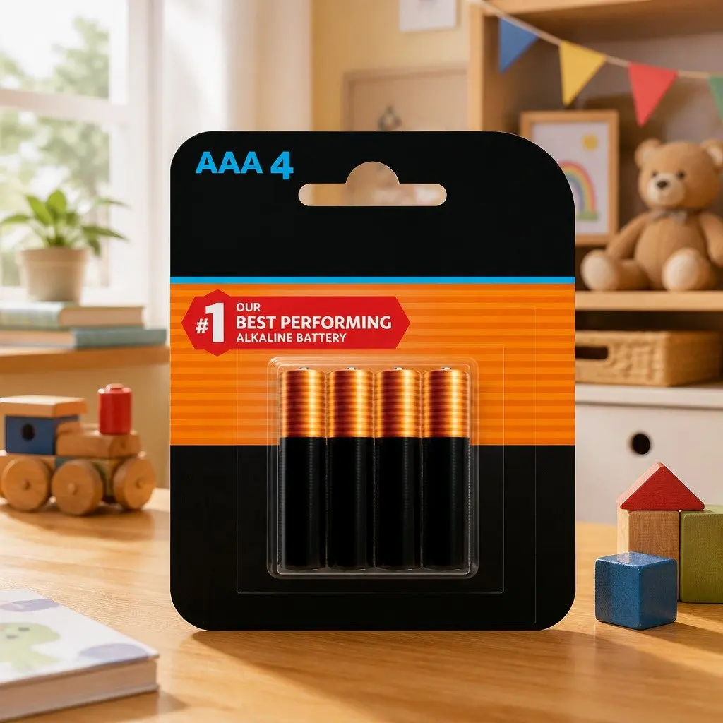 High-Performance AAA Alkaline Batteries 4 Pack 1.5V
