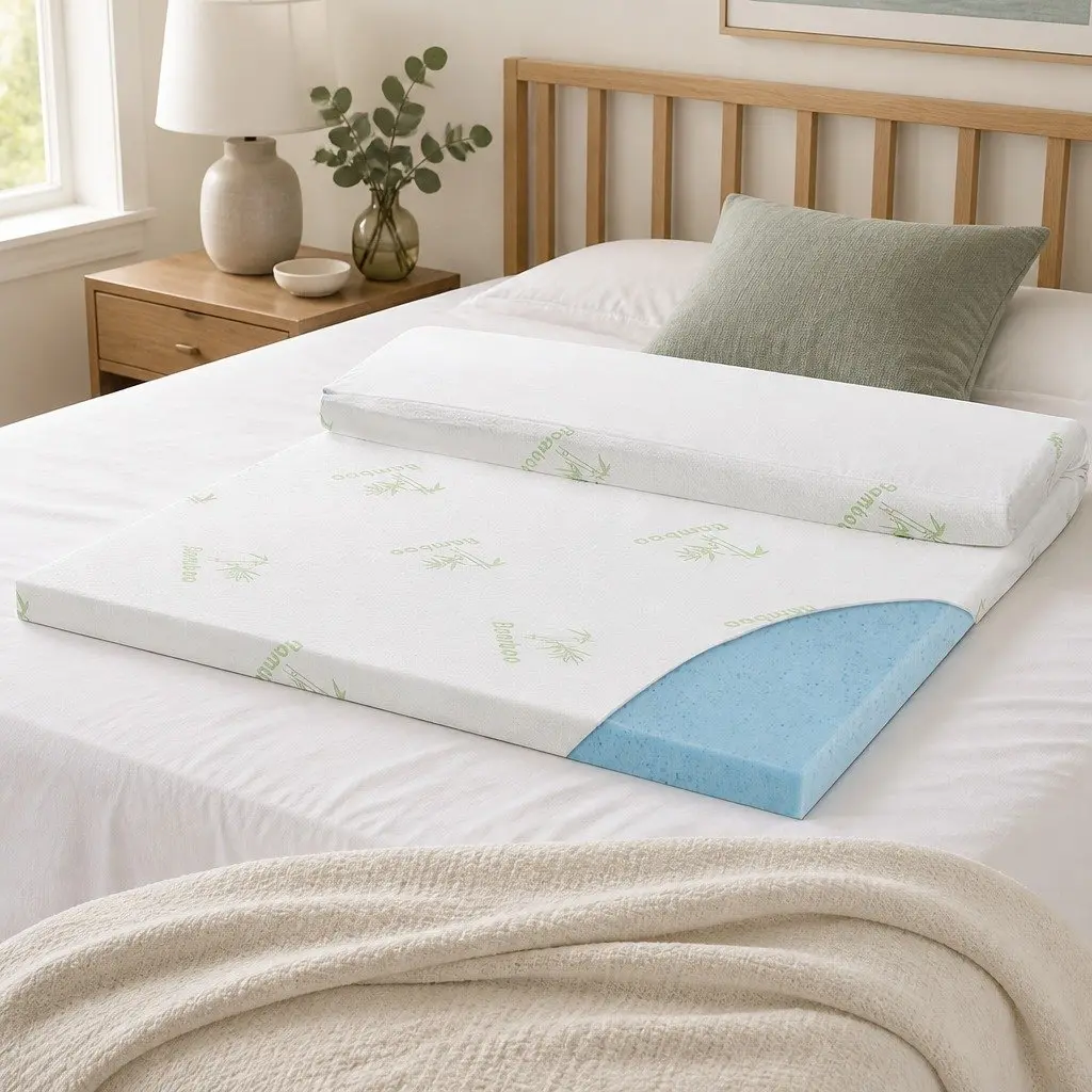 Memory Foam Mattress Topper Double Bed Cool Gel Infused 5cm Thickness Bamboo