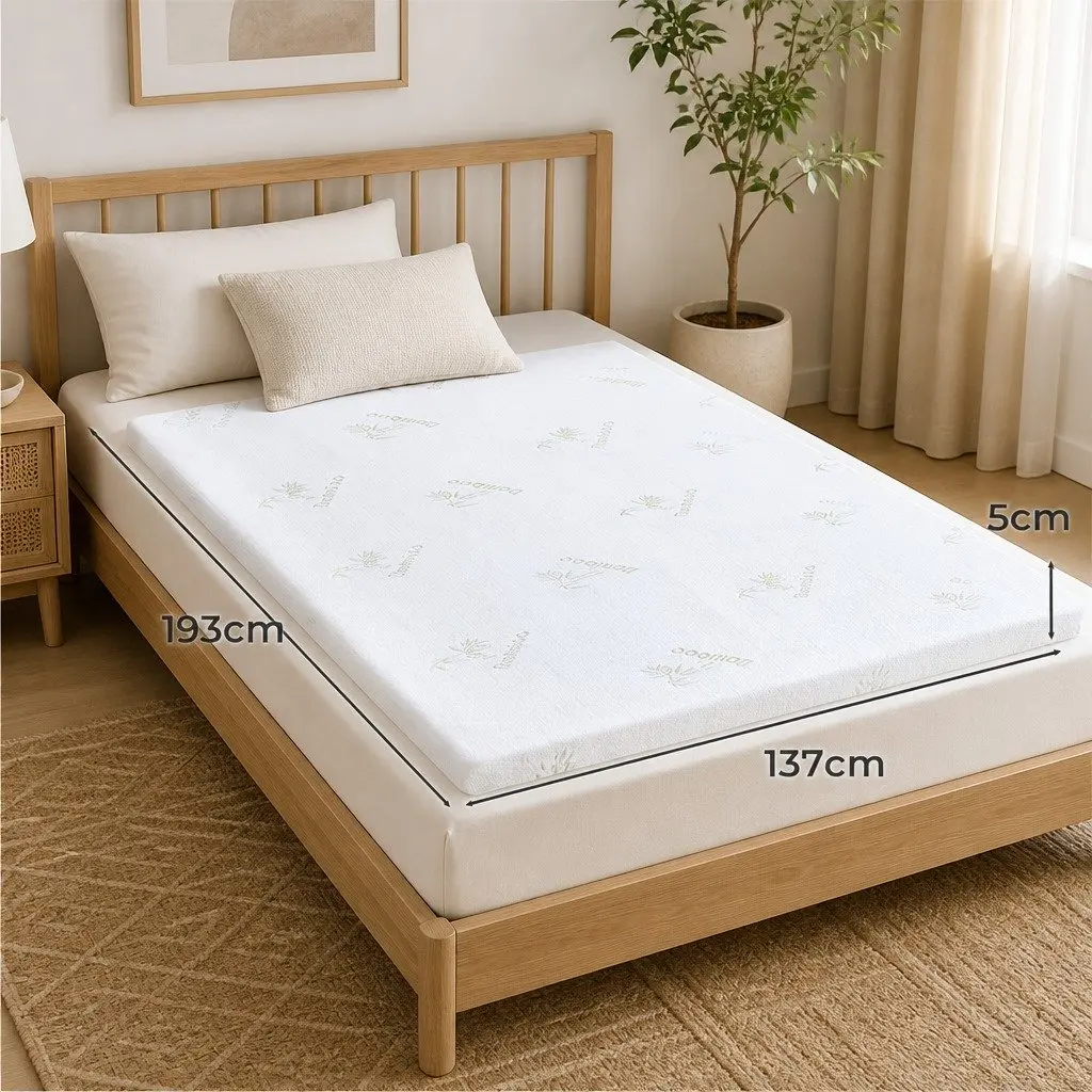 Memory Foam Mattress Topper Double Bed Cool Gel Infused 5cm Thickness Bamboo