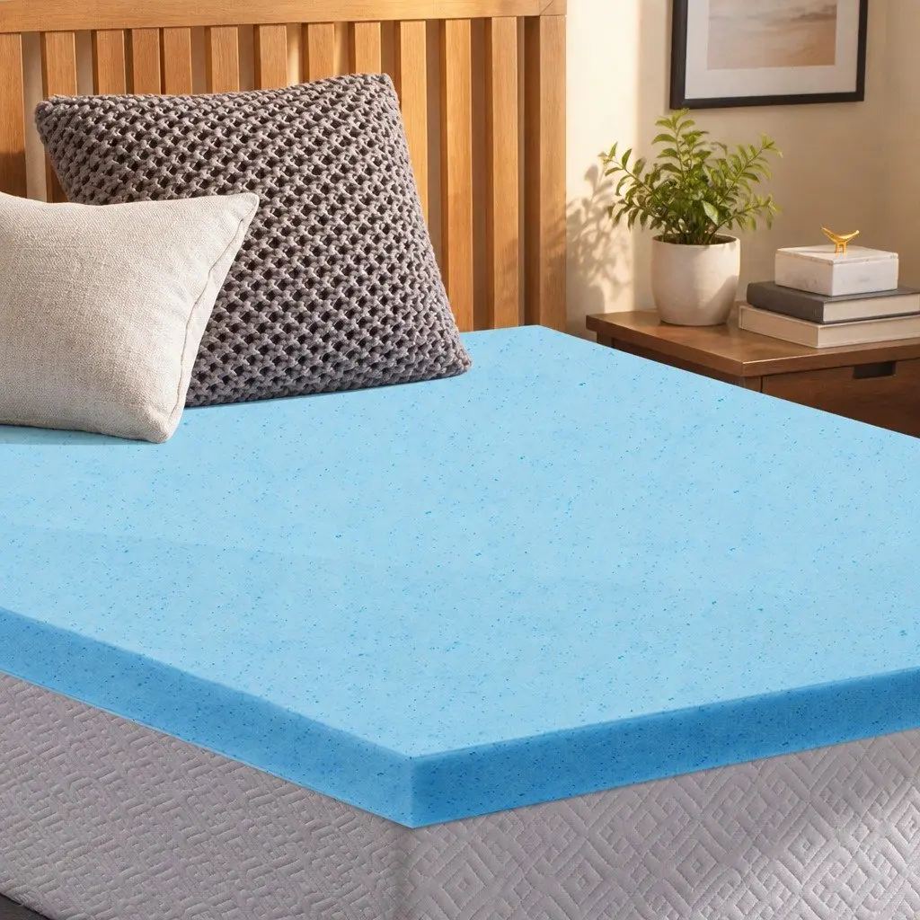 Memory Foam Mattress Topper Double Bed Cool Gel Infused 5cm Thickness Bamboo