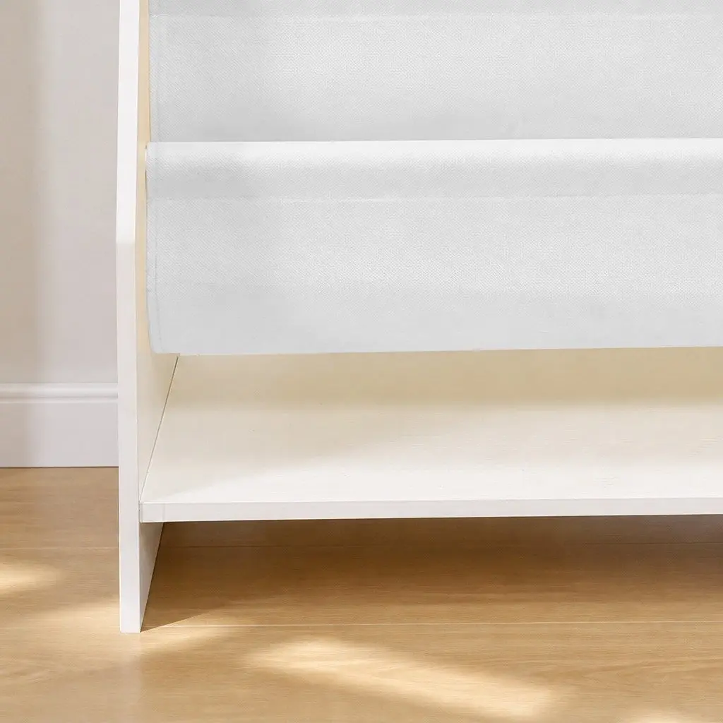 Kids Bookshelf MDF Board 4-Tier Storage Organiser 62cm W x 28cm D x 76cm H White
