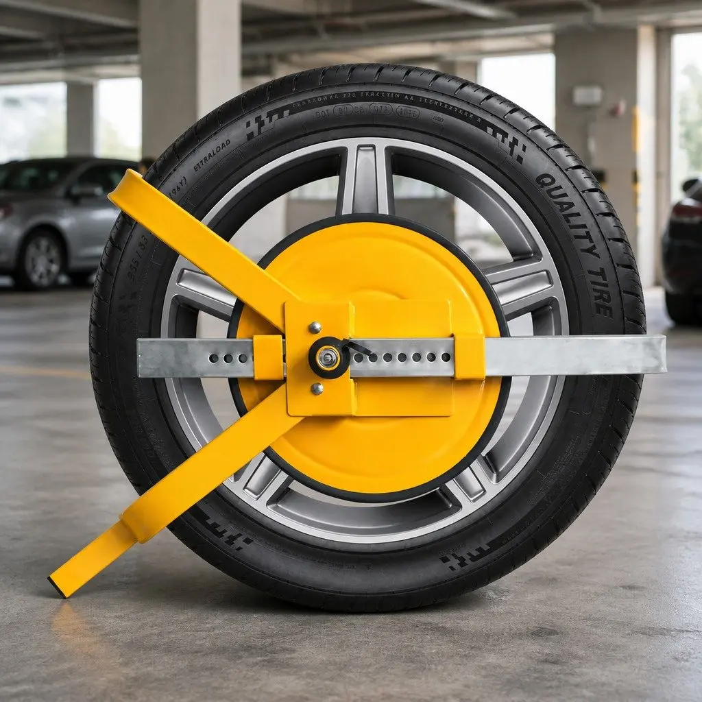 Wheel Lock Clamp Steel 59cm x 40cm x 30cm Yellow