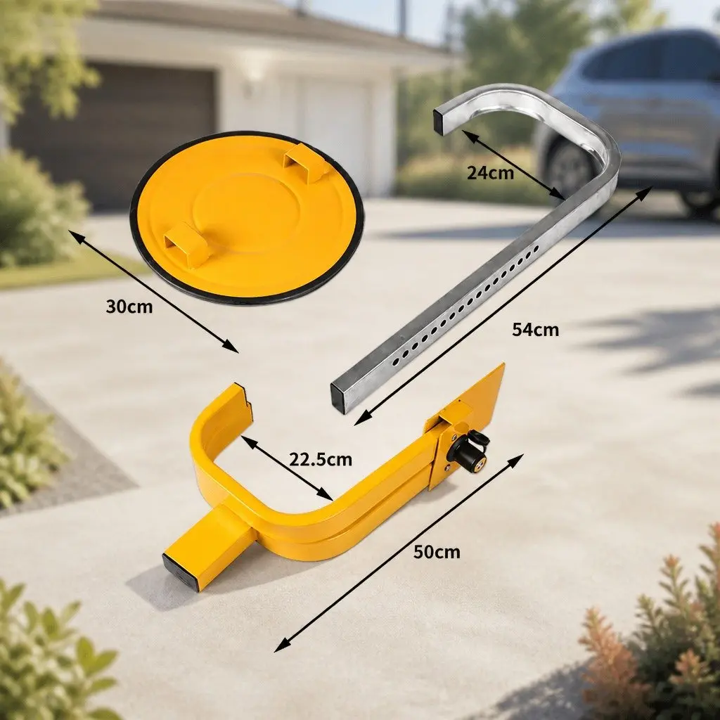 Wheel Lock Clamp Steel 59cm x 40cm x 30cm Yellow